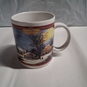 Currier & Ives Vtg 1997 Mug With A Winter Homestead Scene In The Country Design